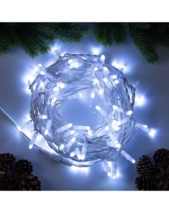 Гирлянда «Нить» 10 м, IP65, УМС, белая каучуковая нить, 100 LED, свечение белое, мерцание, 220 В Luazon lighting