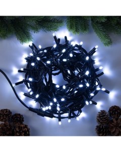 Гирлянда «Нить» 10 м, IP65, УМС, тёмная каучуковая нить, 100 LED, свечение белое, 220 В Luazon lighting
