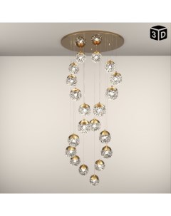 Светильник-каскад «Медея» 20хLED 60 Вт 3000-6000К золото 70×70×250 см Bayerlux