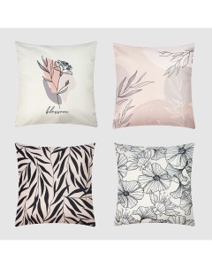Набор декоративных наволочек «Blossom» - 4 шт., 40×40 см, велюр Этель