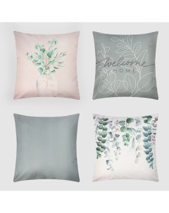 Набор декоративных наволочек «Eucalyptus» - 4 шт., 40×40 см, велюр Этель