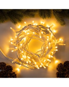 Гирлянда «Нить» 10 м, IP65, УМС, белая каучуковая нить, 100 LED, свечение тёплое белое, 220 В Luazon lighting