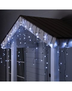 Гирлянда «Бахрома» 3×0.6 м, IP44, УМС, тёмная нить, 100 LED, свечение белое, мерцание, 24 В Luazon lighting