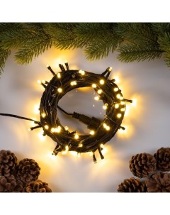 Гирлянда «Нить» 10 м, IP44, УМС, тёмная нить, 100 LED, свечение тёплое белое, мерцание всех светодиодов, 24 В Luazon lighting