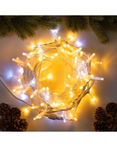 Гирлянда «Нить» 10 м, IP65, УМС, белая каучуковая нить, 100 LED, свечение тёплое белое, мерцание, 220 В Luazon lighting