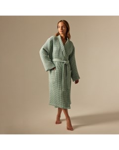 Халат вафельный женский SL HOME: Boho «Аззура», размер XL, хлопок 100%, бирюзовый Sima-land home