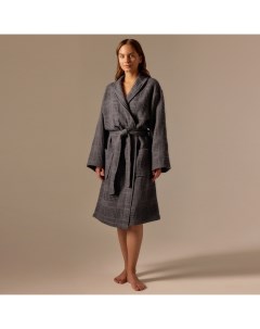 Халат вафельный женский SL HOME: Chess «Гри Сандре», размер M, хлопок 100%, тёмно-серый Sima-land home