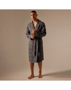 Халат вафельный мужской SL HOME: Chess «Гри Сандре», размер L, хлопок 100%, тёмно-серый Sima-land home