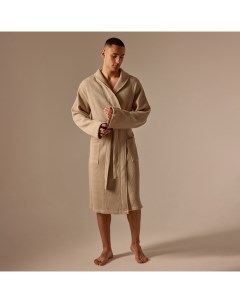 Халат вафельный мужской SL HOME: Basic «Саббиа», размер L, хлопок 100%, коричневый Sima-land home