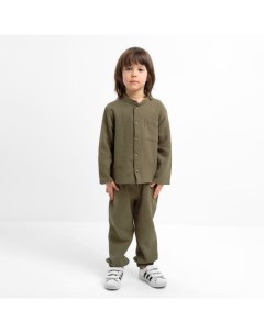 Костюм (рубашка и брюки) детский «Муслин», размер 28 (86-92 см), хаки Kaftan