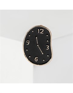 Брошь «Часы» Дали, цвет чёрный в золоте Qf