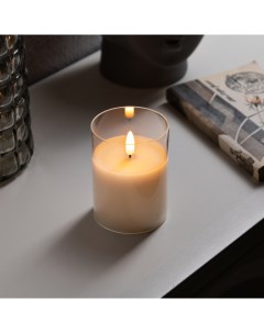 Светодиодная свеча белая, 7.5 × 10 × 7.5 см, воск, пластик, батарейки АААх3 (не в комплекте), свечение тёплое белое Luazon lighting