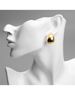 Серьги металл «Капля» объемная, цвет золото Qf