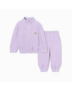 Костюм флисовый детский (Толстовка флисовая, брюки) цвет сиреневый, рост 98 Minaku