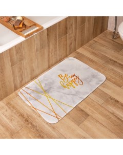 Коврик для ванной «» Be happy, 80×50 см, велюр Этель