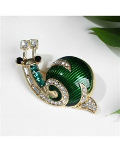 Брошь «Улитка», цвет бело-зелёный в золоте Qf