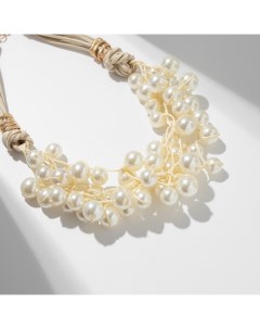 Колье «Вдохновение» шар №12.14, бело-бежевое в золоте, L=50 см Qf