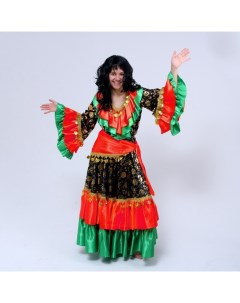 Карнавальный костюм женский «Цыганка»: блузка, юбка, косынка, парик, р-р 44-46, рост 170, красно-зелёный Страна карнавалия
