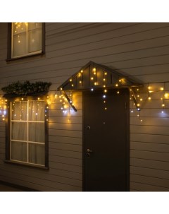 Гирлянда «Бахрома» 12×0.7 м, IP44, УМС, тёмная нить, 240 LED, свечение тёплое белое, мерцание, 220 В Luazon lighting