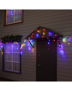 Гирлянда «Бахрома» 6×0.7 м, IP44, УМС, тёмная нить, 120 LED, свечение мульти, 220 В Luazon lighting