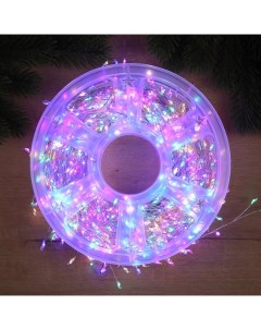 Гирлянда «Мишура» 50 м роса, IP44, серебристая нить, 1500 LED, 8 режимов, свечение мульти, 36 В Luazon lighting