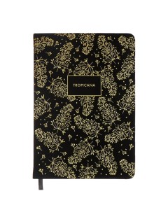 Ежедневник недатированный A5, 136 листов, . Tropicana, твёрдая обложка из искусственной кожи, тиснение фольгой, перфорация, ляссе, блок 70 г/м2, черный Devente