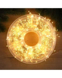 Гирлянда «Мишура» 50 м роса, IP44, серебристая нить, 1500 LED, 8 режимов, свечение тёплое белое, 36 В Luazon lighting