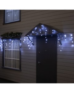 Гирлянда «Бахрома» 6×0.7 м, IP44, УМС, тёмная нить, 120 LED, свечение белое, мерцание, 220 В Luazon lighting