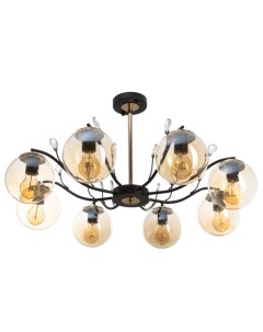Люстра потолочная «Ариса», 8хЕ27, 40 Вт, черно-золотой, 80×80×40 см Bayerlux