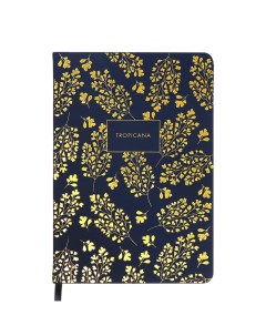 Ежедневник недатированный A5, 136 листов, . Tropicana, твёрдая обложка из искусственной кожи, тиснение фольгой, перфорация, ляссе, блок 70 г/м2, темно-синий Devente