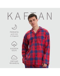 Пижама мужская из фланели (рубашка и брюки), размер 52 Kaftan