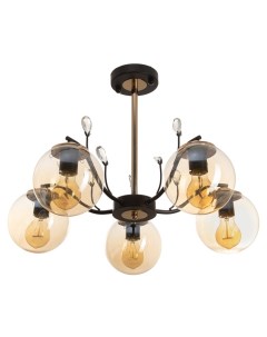 Люстра потолочная «Ариса», 5хЕ27, 40 Вт, черно-золотой, 60×60×40 см Bayerlux