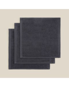 Салфетки махровые SL HOME: Basic «Гри Сандре» 30×30 см - 3 шт., хлопок 100%, тёмно-серые Sima-land home