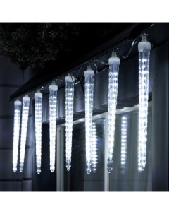 Гирлянда «Сосульки рифленые» 2.5×0.3 м, IP65, прозрачная нить, 192 LED, свечение белое с эффектом стекания, 12 В Luazon lighting