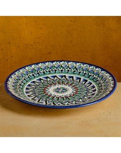 Тарелка узбекская Риштанская Керамика «Узоры», d=27 см, синяя, узор МИКС Шафран