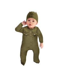 Костюм военного детский «Солдат», ползунки, пилотка, 6-9 месяцев, рост 75 см Бока
