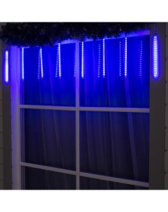 Гирлянда «Сосульки» 2.5×0.3 м, IP65, прозрачная нить, 192 LED, свечение синее с эффектом стекания, 12 В Luazon lighting