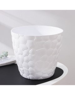 Горшок для цветов с поддоном «Камешки», 8 л, пластиковый, белый Русспласт