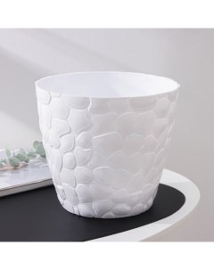 Горшок для цветов с поддоном «Камешки», 5 л, пластиковый, белый Русспласт