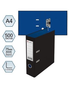 Папка-регистратор,, А4, 75мм, двухсторонние, черный/синий, карман Lamark