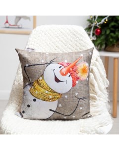 Подушка декоративная новогодняя «Снеговик», 35×35 см, габардин, холлофайбер, полиэстер 100% Гранд-стиль
