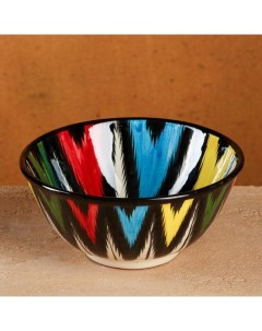 Бульонница узбекская Риштанская Керамика «Атлас», 500 мл, d=15.5 см, чёрная Шафран