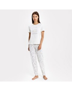 Пижама женская (футболка, брюки), размер 44, молочная Mark formelle