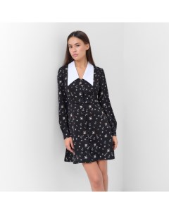 Платье мини женское с воротником, размер 44, чёрное Mist