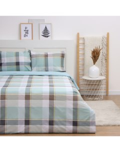 Постельное бельё 2-спальное Square green, сатин Lovelife