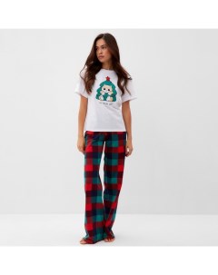 Пижама новогодняя женская (футболка, брюки) Gift, размер 48-50 Kaftan