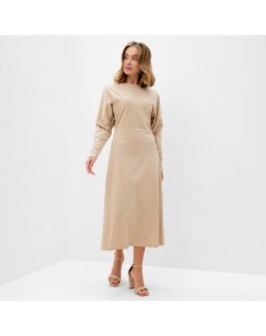 Платье трикотажное миди женское : Basic line, бежевое, размер 42 Minaku