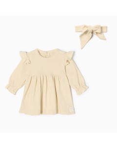 Платье для девочки и повязка «» BASIC LINE, рост 80-86 см, бежевое Крошка я