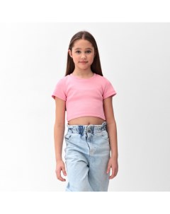 Футболка для девочки однотонная : Basic line, розовая, рост 128 см Minaku