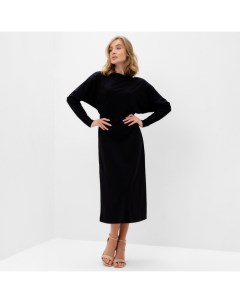 Платье трикотажное миди женское : Basic line, чёрное, размер 50 Minaku